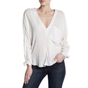 FREE PEOPLE Morning Dolman Tie Sleeve Gauzy Top in White Casual Boho Coastal M